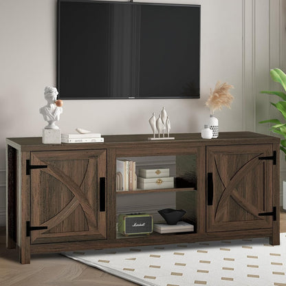 TV Stand for 65 Inch TVs, Farmhouse Entertainment Center with Storage