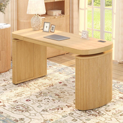 FLEXISPOT 55 x 24 Inch Executive Standing Desk with Drawer, Natural
