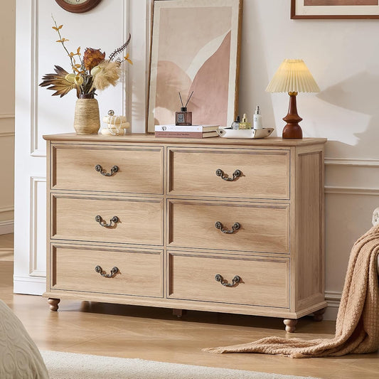 Farmhouse 6 Drawers Dresser for Bedroom