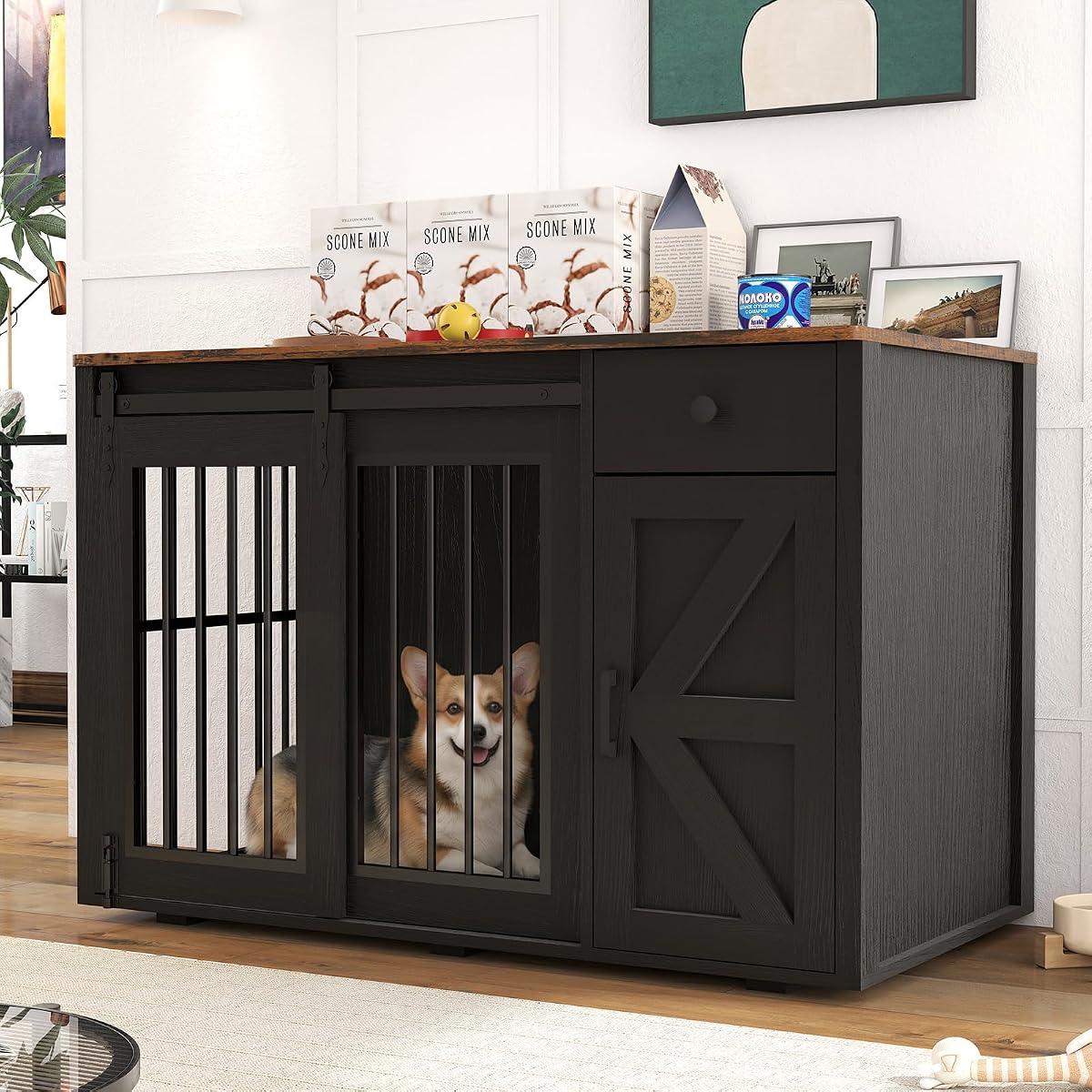 44" Dog Crate Furniture, Dog Kennel (44" Right Facing Door)