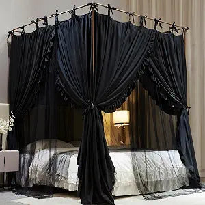 4 Corners Post Princess Curtain Bed Canopy Double Layer Cozy Mosquito Net Mesh, view 2