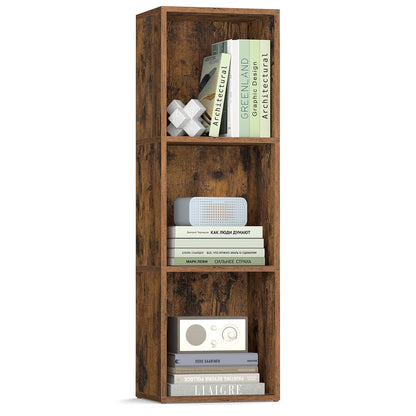 VASAGLE CUSTOS Collection - Bookshelf, 3-Tier Bookcase, Book Shelf, Open Storage Shelf, 9.4 x 11.8 x 37.3 Inches, for Living Room, Home Office, Dining Room, Rustic Brown ULBC433K01