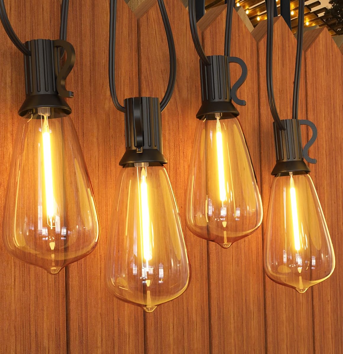 Outdoor String Lights, 60FT Waterproof Patio Lights with 32 Hanging Globe ST38 Bulbs, 2700k Shatterproof for Backyard Gazebo Porch Garden Commerical Outside Decor