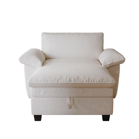 Modern Chaise Lounge Chair with Storage Ottoman