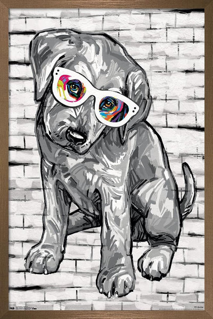 PD Moreno - Dog Glasses Wall Poster, 22.375" x 34", Bronze Framed Version