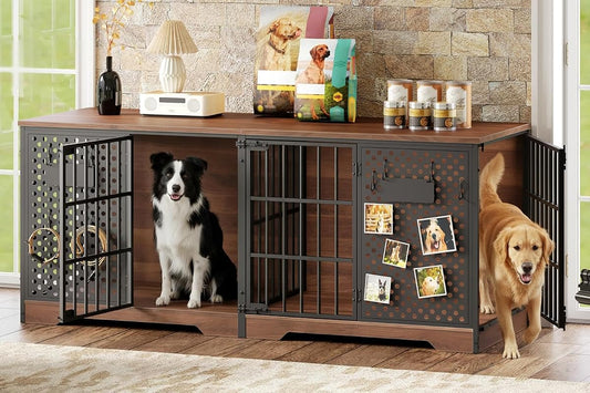 71" Dog Crate Furniture for 2 Large Dogs