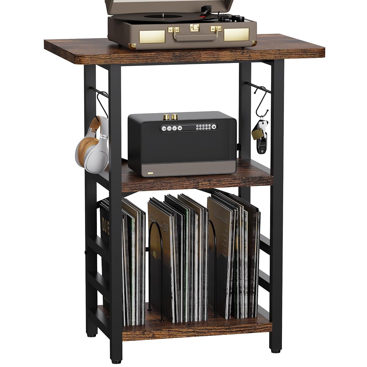 Record Player Stand with Extended Desktop