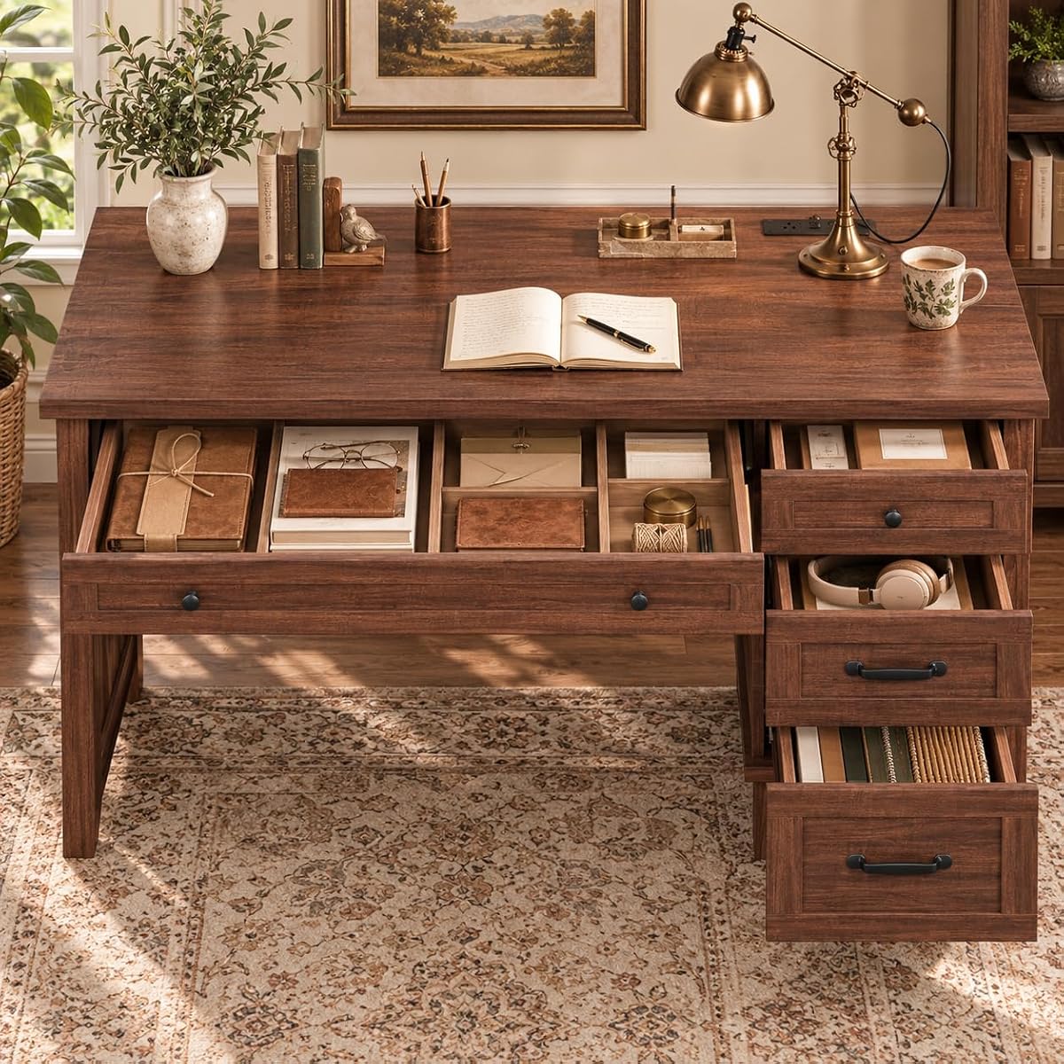 53.54" Executive Desk with Drawers