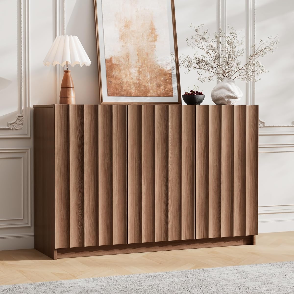 Fluted Sideboard Buffet Cabinet with Storage