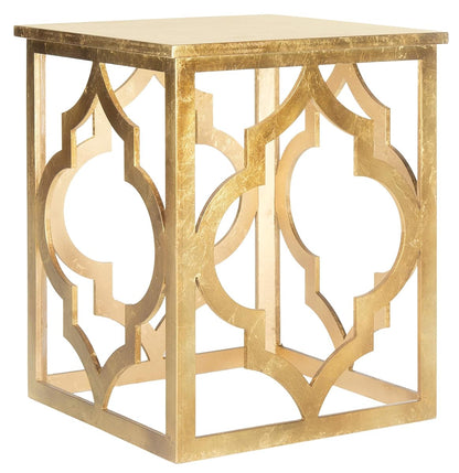 SAFAVIEH Home Collection – Milo Gold Leaf Trellis End Table, Quatrefoil Open Frame Accent Table, Fully Assembled (AMH1508B)