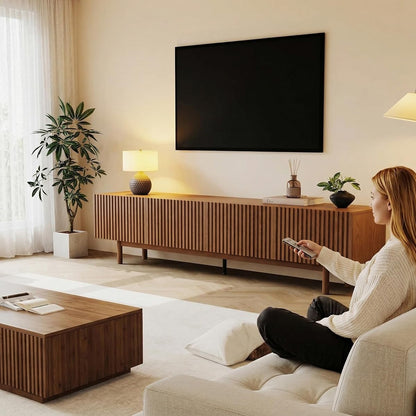 Mid Century Modern TV Stand for 85 Inch TV