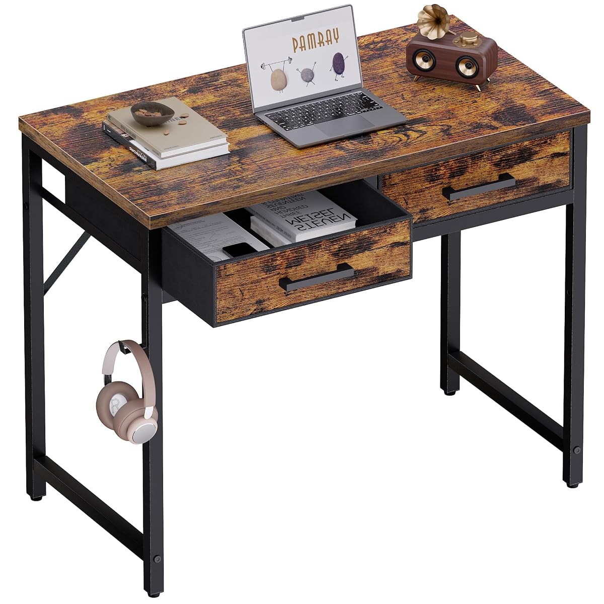 32 Inch Small Computer Desk with 2 Drawers for Bedroom Study Writing Home