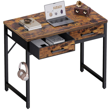 32 Inch Small Computer Desk with 2 Drawers for Bedroom Study Writing Home