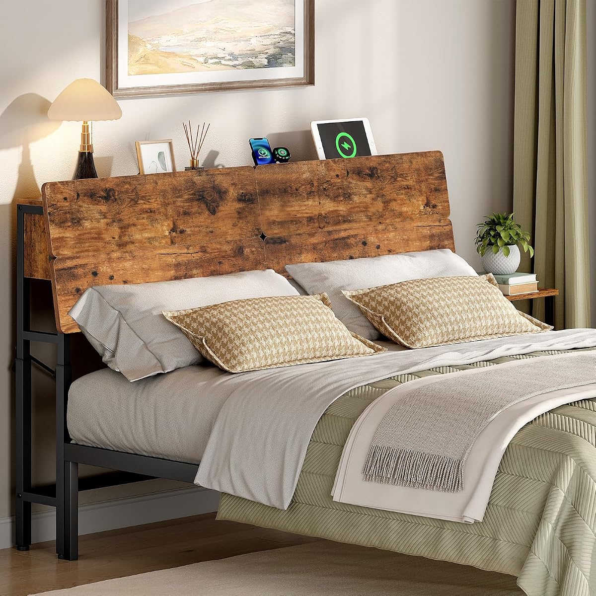 Height-Adjustable Headboard with Outlets, Headboard Queen Size Only