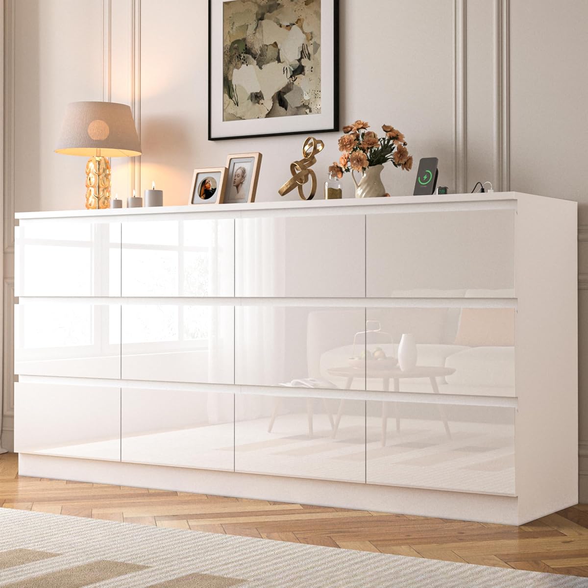 71.65 INCH 12 Drawers Dresser with Power Outlet
