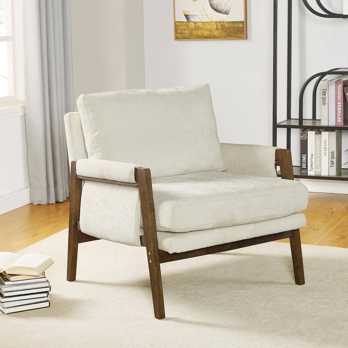 Kelly Mid-Century Modern Accent Armchair, White