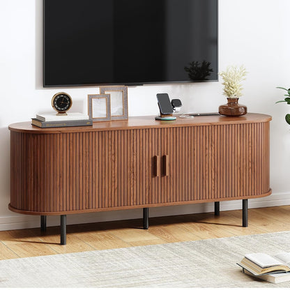 55" Mid Century Modern TV Stand with Sliding Doors for 60" TV