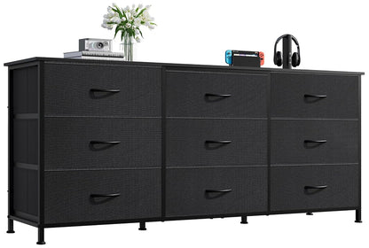 Dresser TV Stand for 65 Inch TV, 9 Drawer Dresser for Bedroom, Black