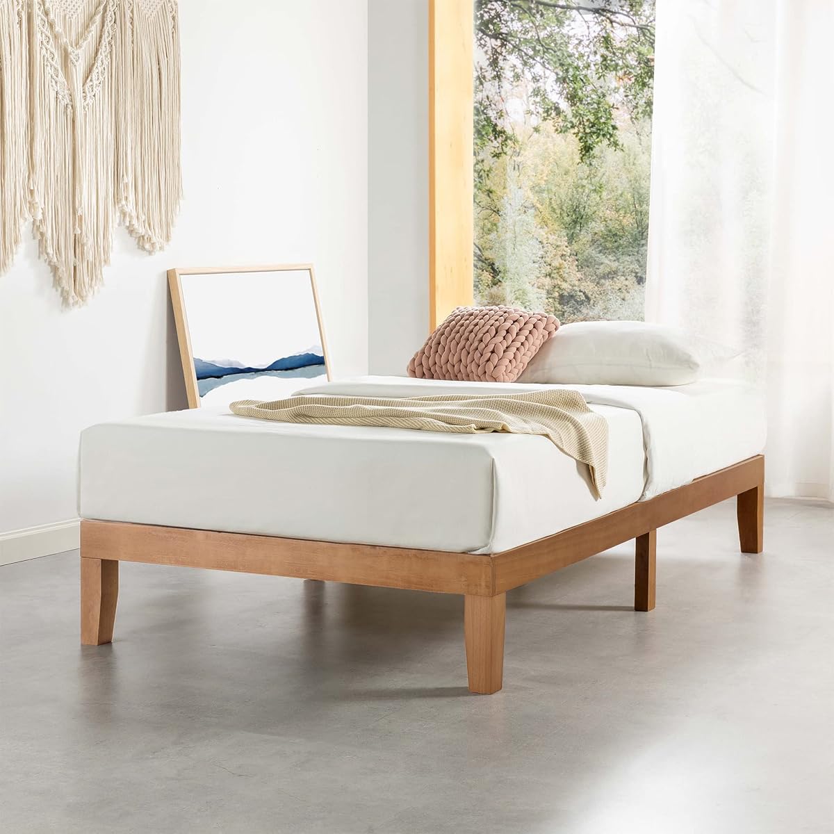 Naturalista Classic 12-Inch Solid Wood Platform Bed, Wooden Slats