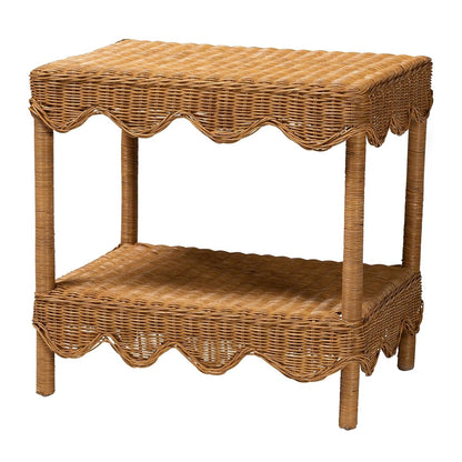 Oteria Bohemian Light Honey Scalloped Rattan Side Table