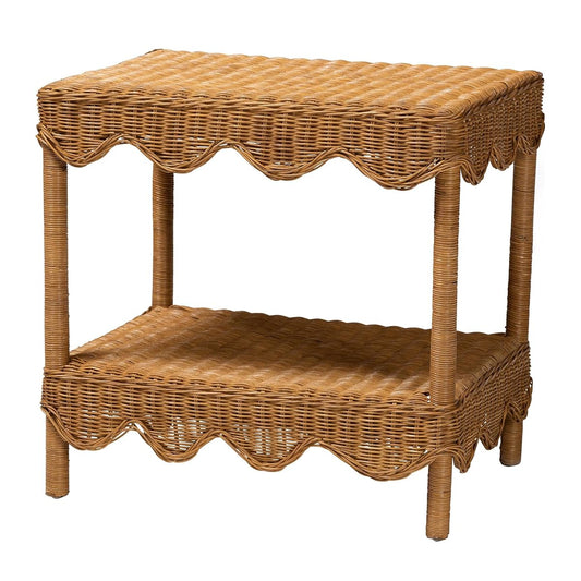 Oteria Bohemian Light Honey Scalloped Rattan Side Table