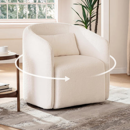 Oversized Boucle Swivel Accent Chair with 82L Hidden Storage, 360° Swivel Barrel Chair for Living Room, Small Space, Bedroom, Nursery, Modern Comfy Cloud Armchair Single Sofa, White Sherpa&Teddy