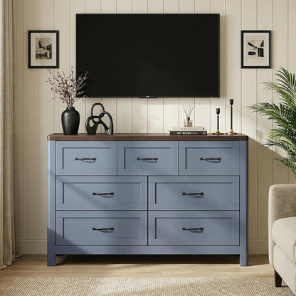 Farmhouse 7 Drawer Dresser for Bedroom, 47" Wide Modern Chest of Drawers