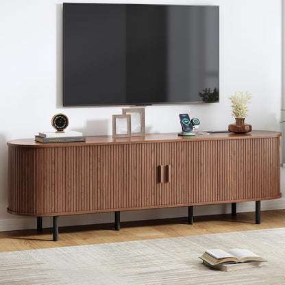 70.8" Mid Century Modern TV Stand with Sliding Doors for 65" TV