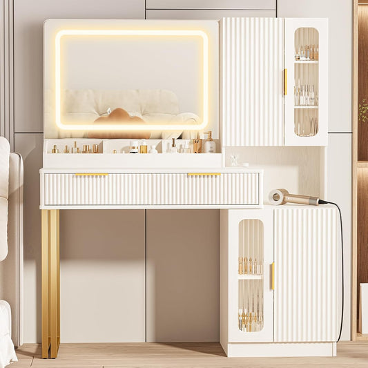 42" Modern Makeup Vanity Desk with Mirror and Lights