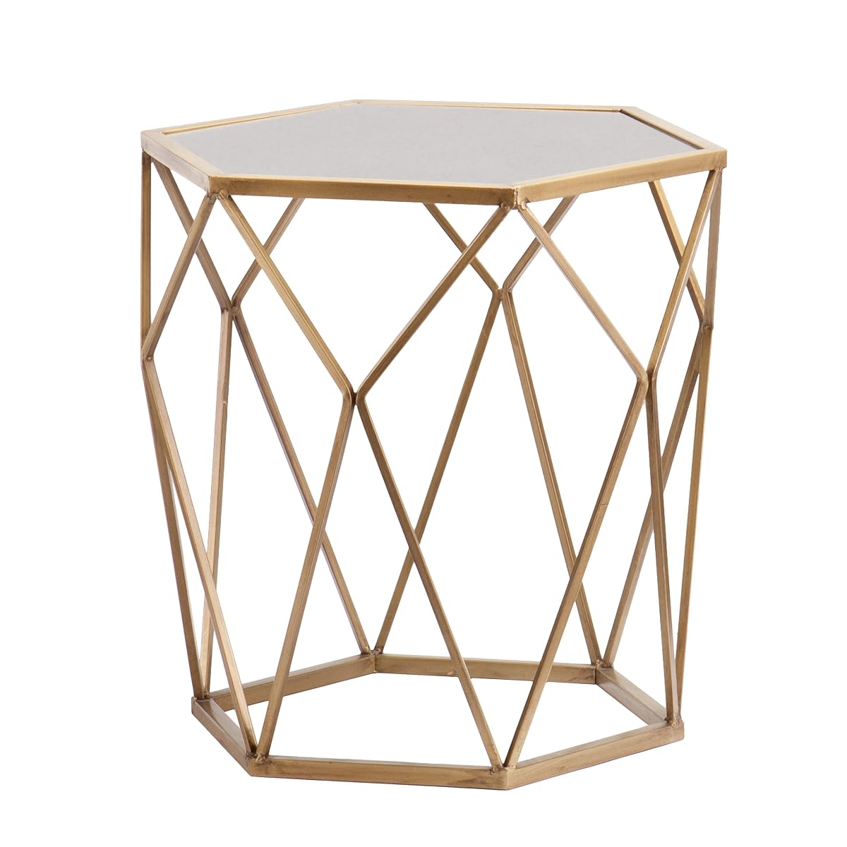 Joelle Geometric Accent Table - Gold - Transitional Design, Gold Metal - Ideal for Living Room, Bedroom (OC2320)