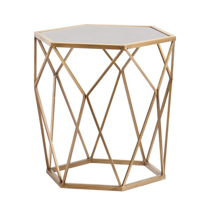 Joelle Geometric Accent Table - Gold - Transitional Design, Gold Metal - Ideal for Living Room, Bedroom (OC2320)