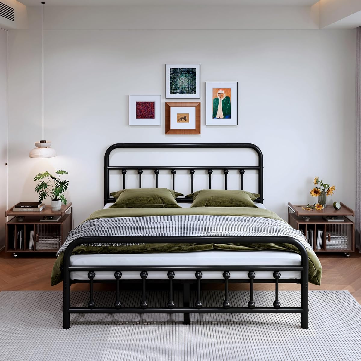 14Inch Metal Bed Frame, Full Size Bed Frame with Storage Space