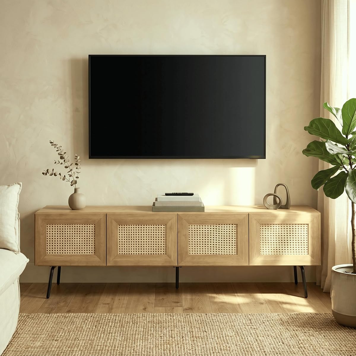 Mossic TV Media Cabinet with 4 Doors for TVs