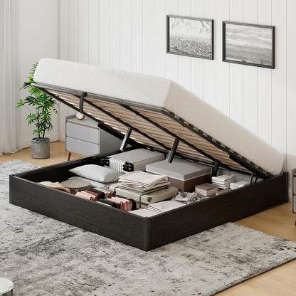 King Lift Up Storage Bed Frame, Black