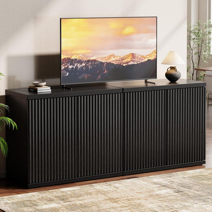 61.8" TV Stand for Living Room,Fluted Media Console Fits 55–65 Inch TVs