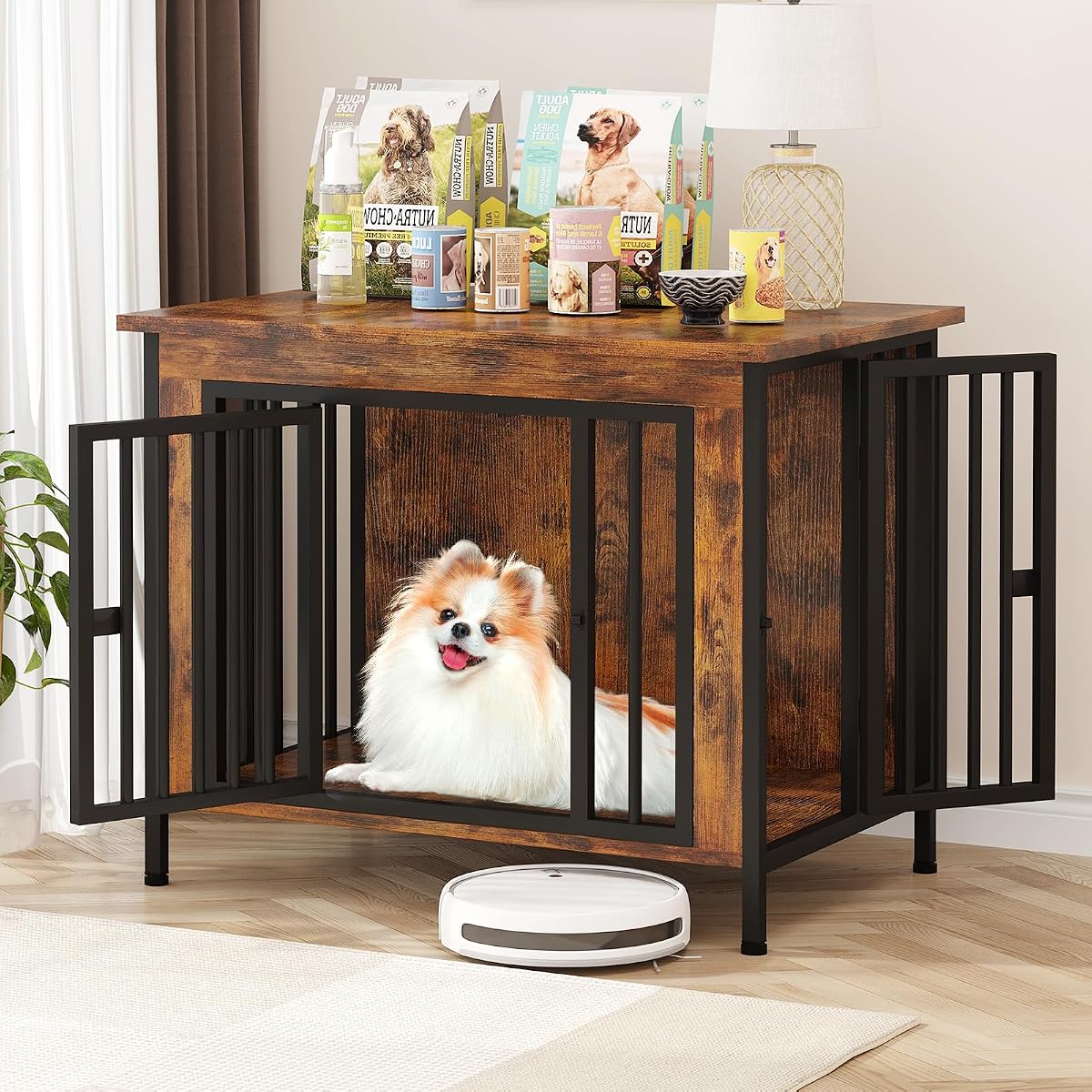 31.5" Dog Crate Furniture for 1 or 2 Dogs, 20-35 Pounds, Brown