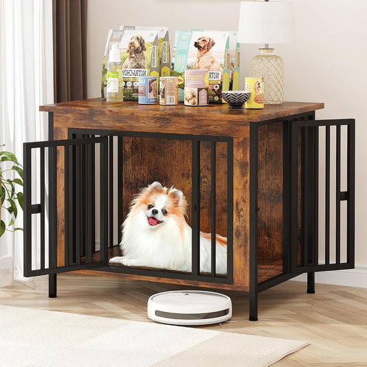 31.5" Dog Crate Furniture for 1 or 2 Dogs, 20-35 Pounds, Brown