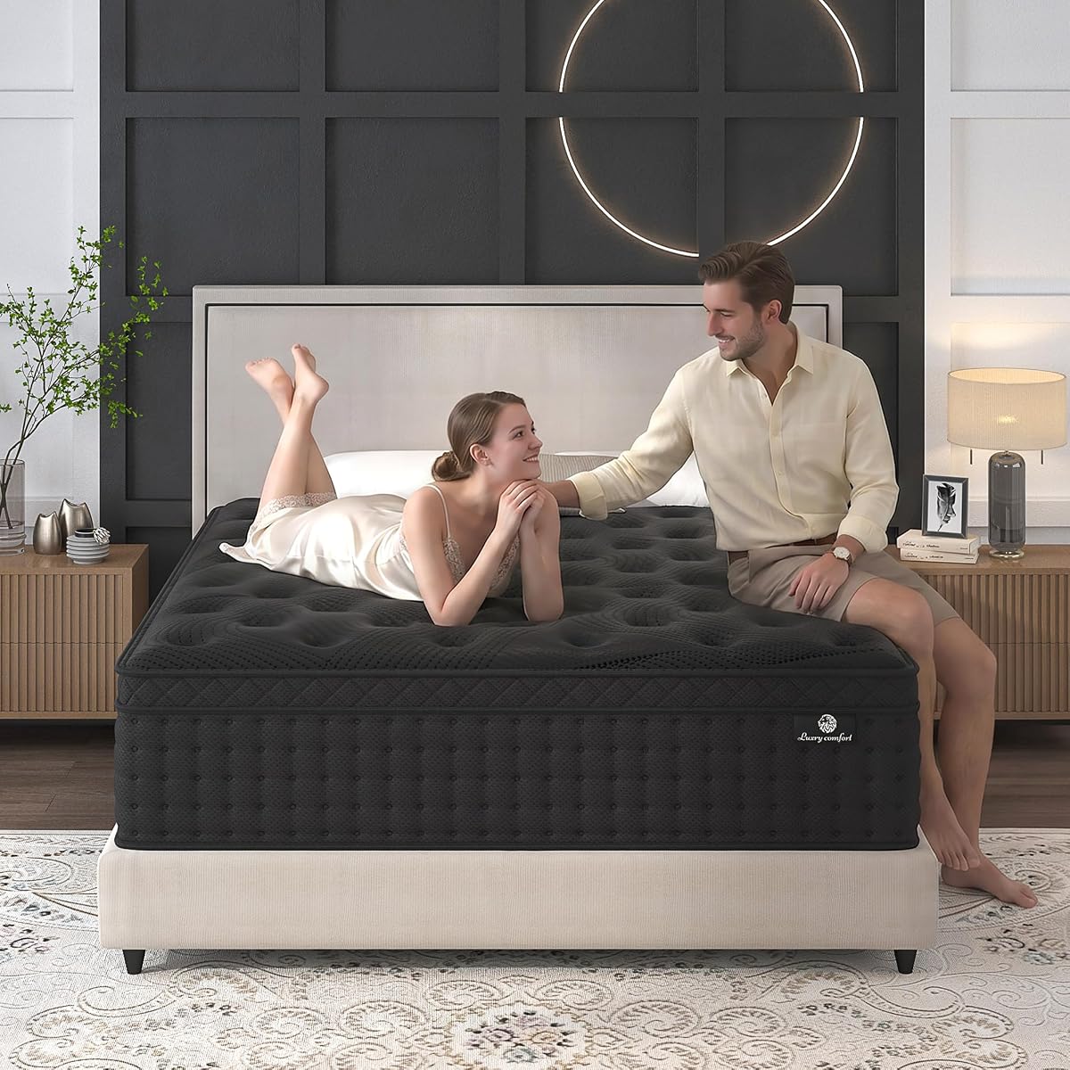 Twin Mattress 14inch,Twin Size Hybrid Mattress in a Box,Black