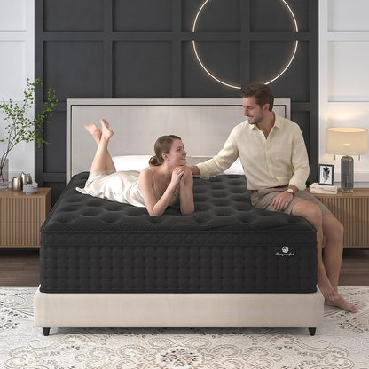Twin Mattress 14inch,Twin Size Hybrid Mattress in a Box,Black