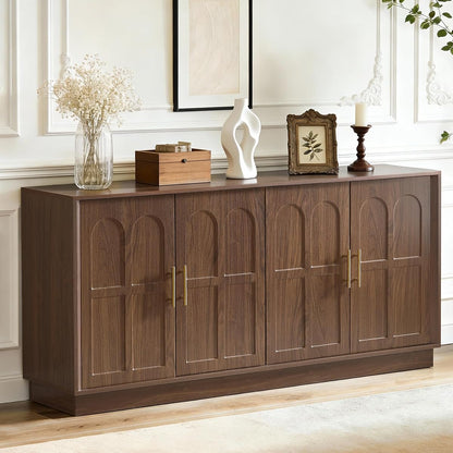 Arched Sideboard Buffet Cabinet with Storage, Walnut