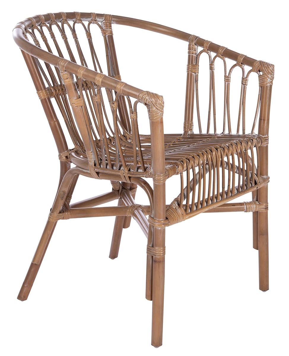 Safavieh Home Adriana Coastal Grey White Wash Rattan (Set of 2) Accent Chair (ACH6505D-SET2)
