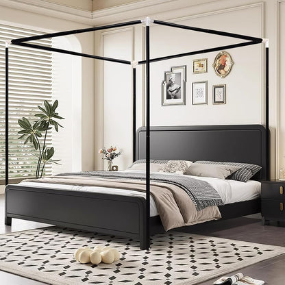 Jondow Stainless Steel Canopy Bed Frame Queen Size