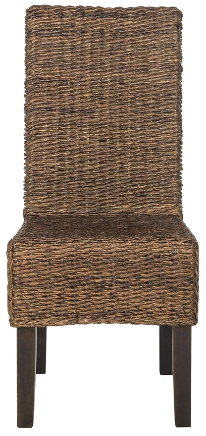 SAFAVIEH Furniture - Avita Rattan Dining Chair Set of 2 - Brown - Rattan - Coastal Woven Design - Ideal for Dining Room, Kitchen, 18.5" Seat Height (SEA8012B-SET2)