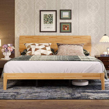 King Size Bed Frame with 3-Level Adjustable Storage Headboard