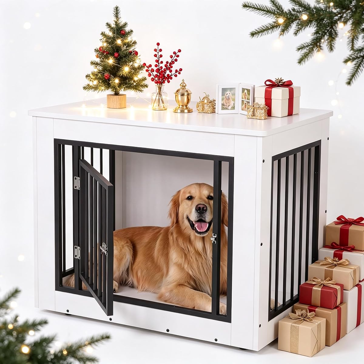 Dog Crate Furniture, 30" Modern Dog Kennel Indoor Side End Table