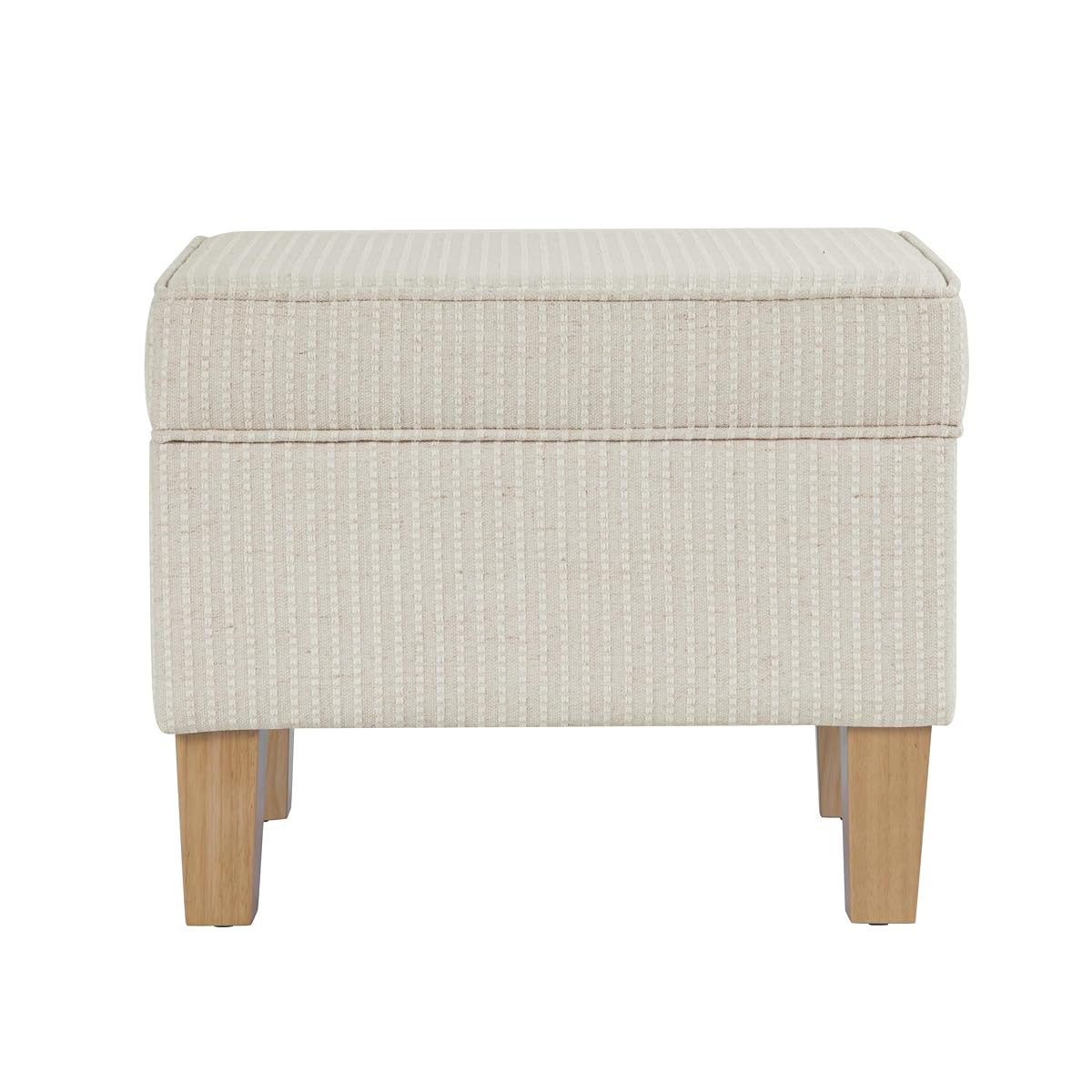22" Modern Rectangular Storage Ottoman - White Woven Stripe