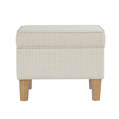22" Modern Rectangular Storage Ottoman - White Woven Stripe