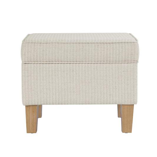 22" Modern Rectangular Storage Ottoman - White Woven Stripe