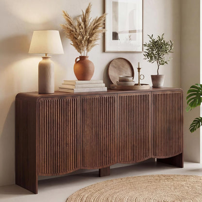 Fluted Sideboard Buffet Cabinet with Storage