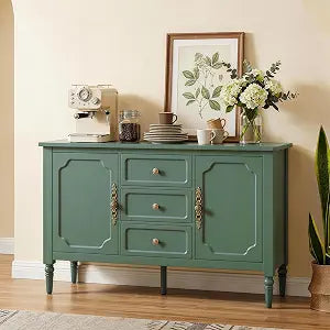 Buffet Cabinet with 2 Doors & 3 Drawers, Vintage Sideboard with Storage, view 2